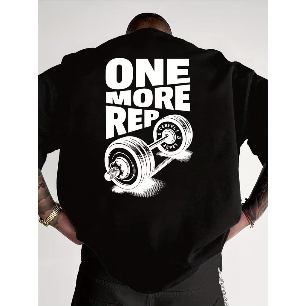 Camiseta Masculina Academia One More Rep  Lançamento 100% algodão Unissex Plus Size Oversized Premium - Asphalt Vibe