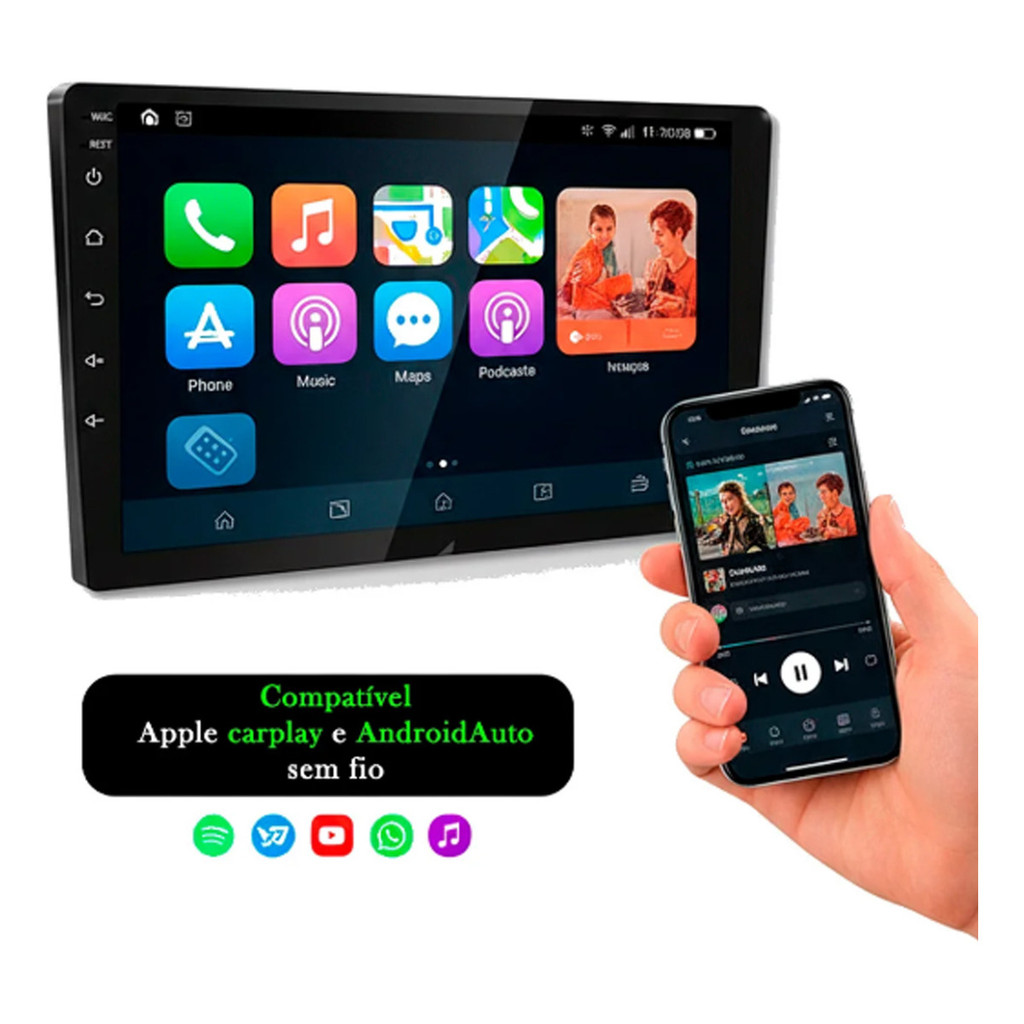 KIT CENTRAL MULTIMIDIA ROADSTAR 9 POL RS7009BR SLIM CARPLAY PALIO SIENA STRADA WEEKEND 2002 A 2014 G2 COM AR