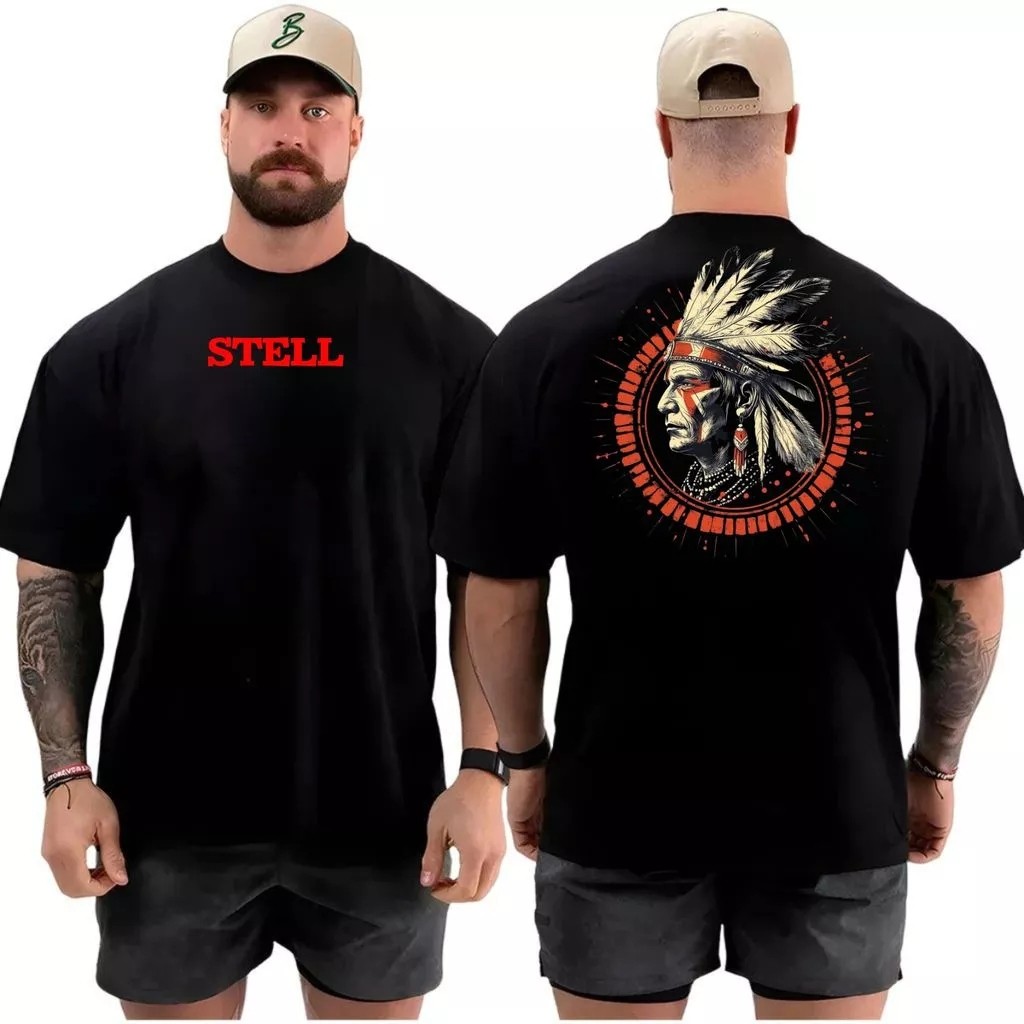 Camiseta Masculina Academia Indiio Stell Lançamento 100% algodão Unissex Plus Size Oversized Premium - Estampaê