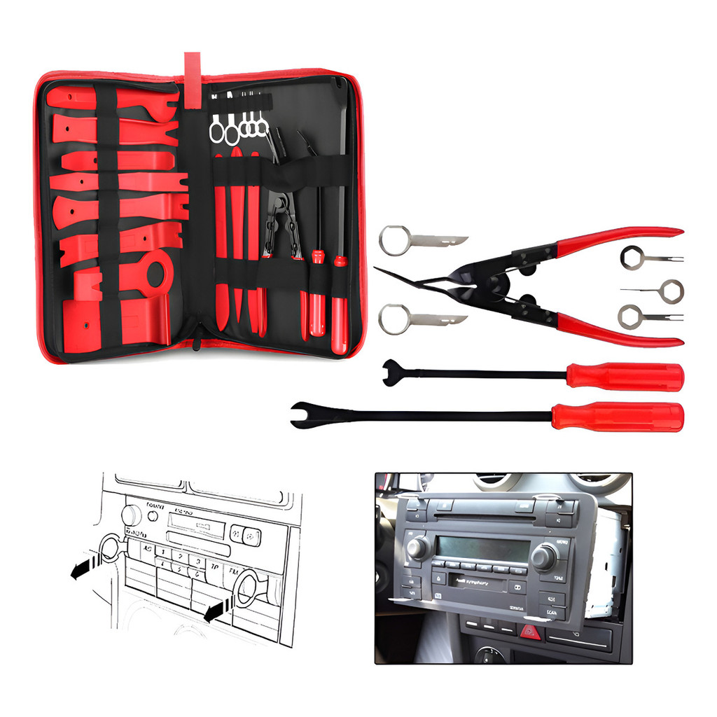 Conjunto com 19 Peças de Espátulas de Nylon para Painel Automotivo Ideal para Reparos e Manutenção