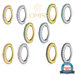 Piercing Orelha Nariz Argola Torção Titânio Coloridas Zircônias Piercing Septo de Boca Argola Titanium