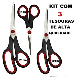 Kit 3 Tesouras Profissionais Multiuso Costura Artesanato Domestico em Oferta na Shopee