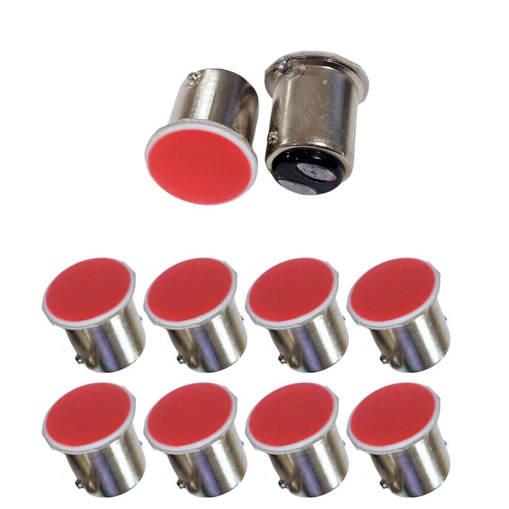 KIT 10 LAMPADA COB LED BAY15D 2 POLO P21/5W 1157 1034 VERMELHO 12V
