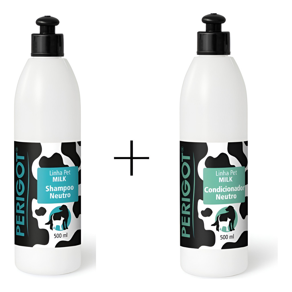 Kit Perigot Linha Milk - Shampoo Neutro 500ml + Condicionador Neutro 500ml Super Banho