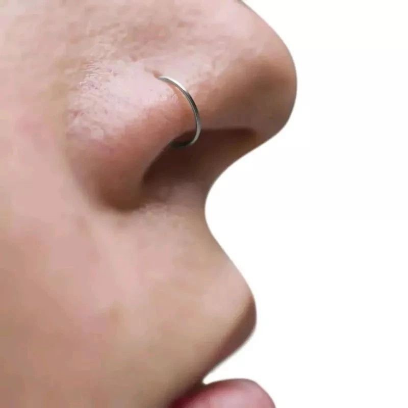Piercing de Nariz Argolinha Prata 8mm Masculino Feminino aço Inoxidável