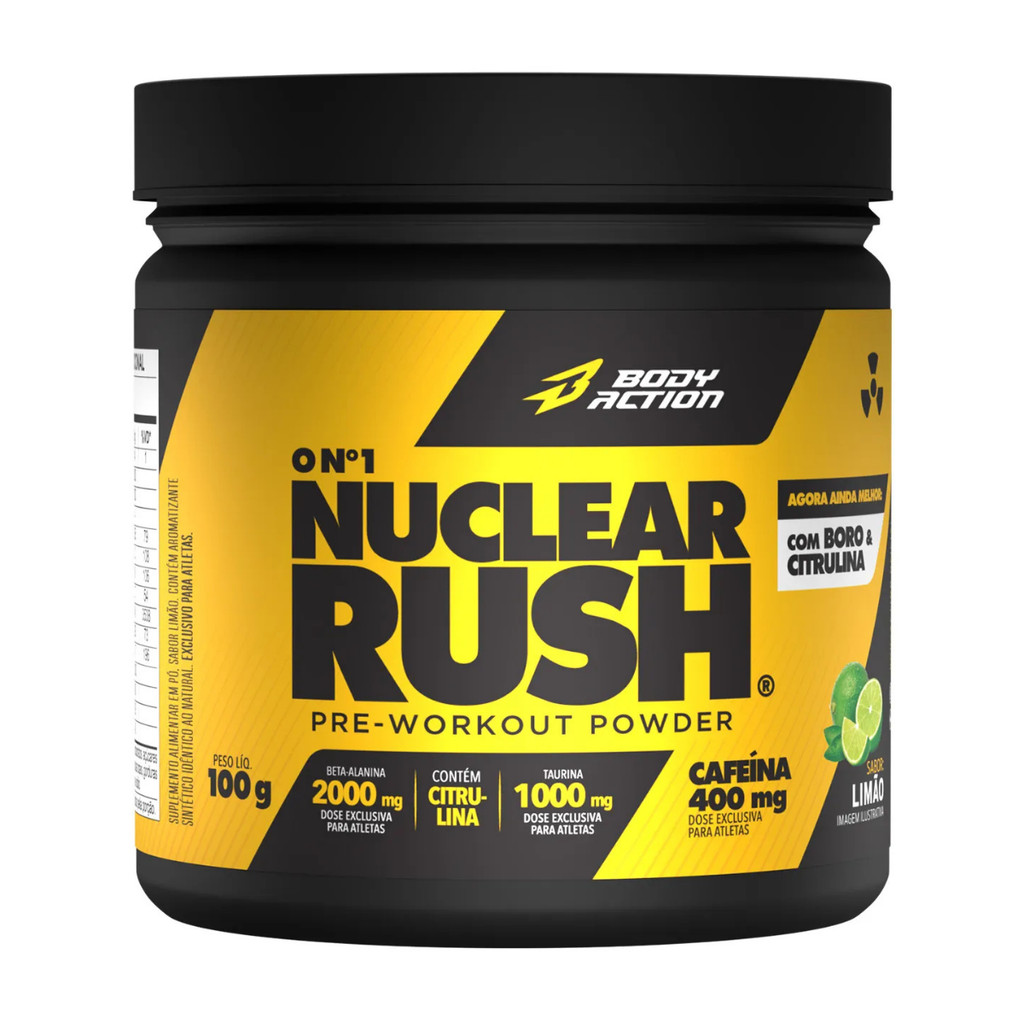 Pre treino Nuclear Rush Cafeína Body Action Limão 100g