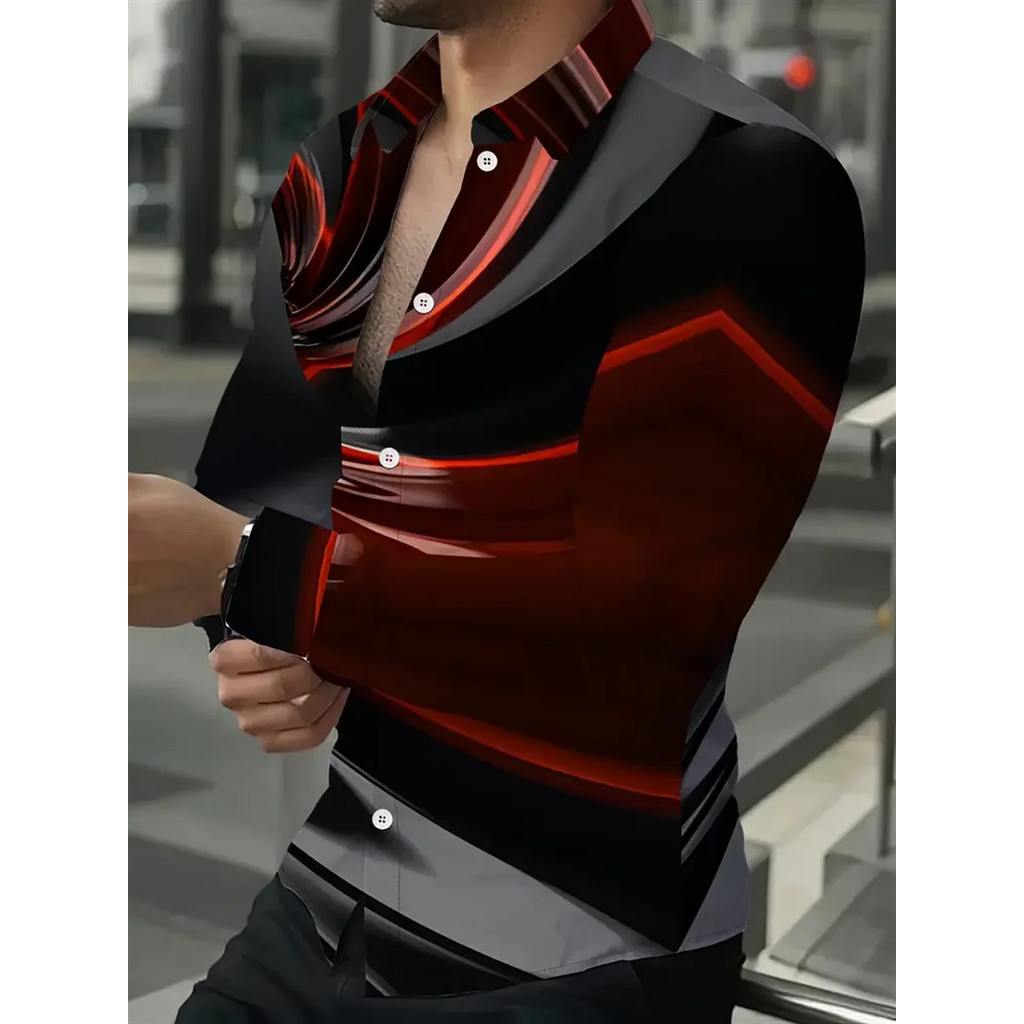 Camisa Masculina Retrô Floral Estampada Manga Comprida Casual Commuter Lapela Roupas Bonitas Moda Confortável Tops Mascu