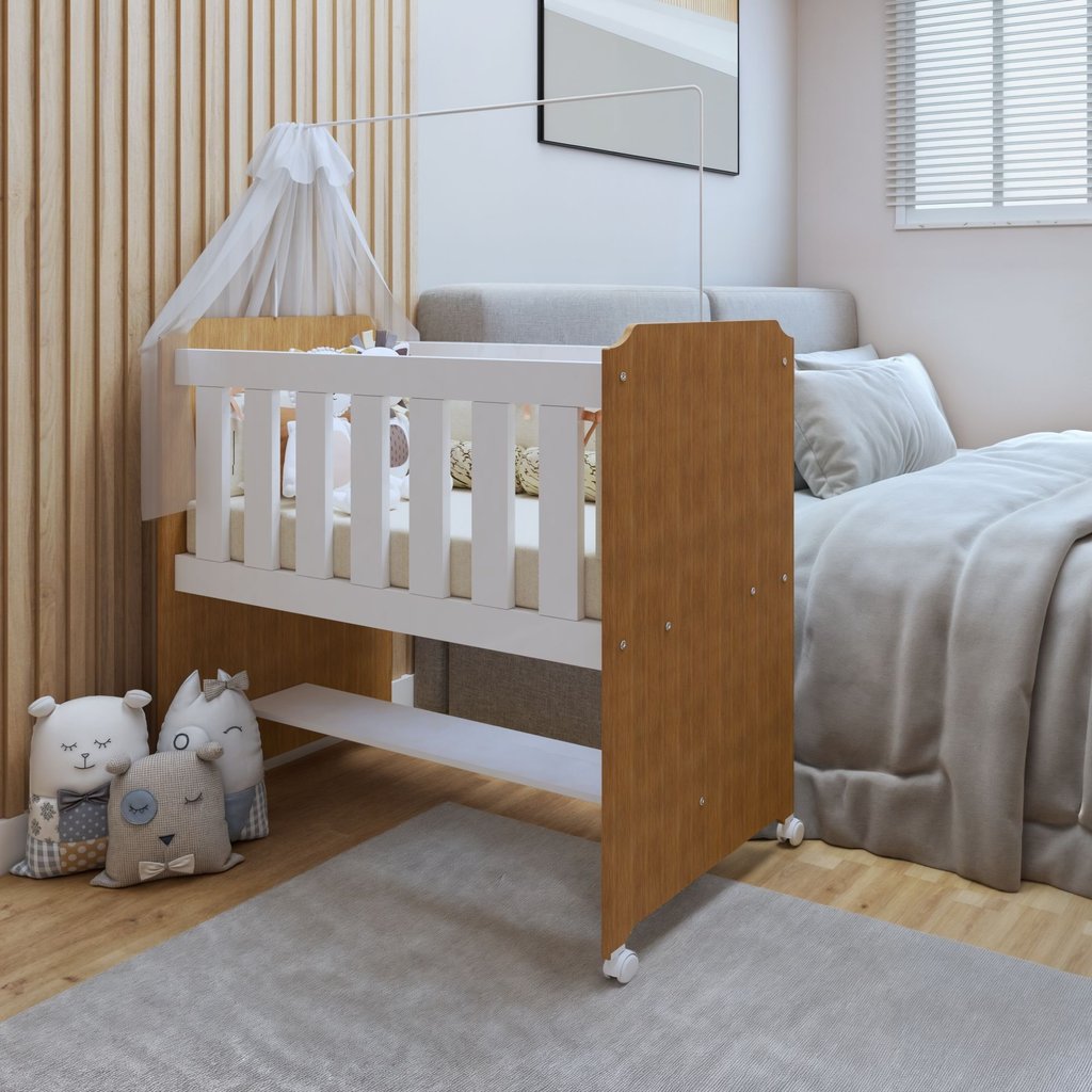 Mini Berço 100% MDF com Colchão Yescasa Branco/Ypê em Oferta na Shopee