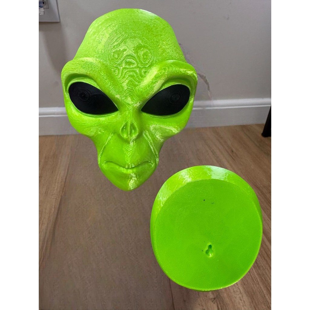 Alien decoracao parede busto extraterrestre verde realista sci fi geek item decorativo ufologia moderno