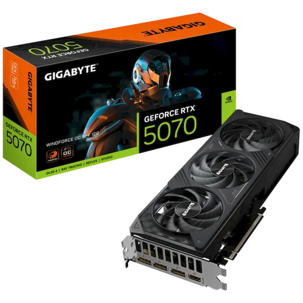 Placa de Vídeo Gigabyte GeForce RTX 5070 WINDFORCE OC SFF, 12GB, GDDR7, 192-bit, GV-N5070WF3OC-12GD