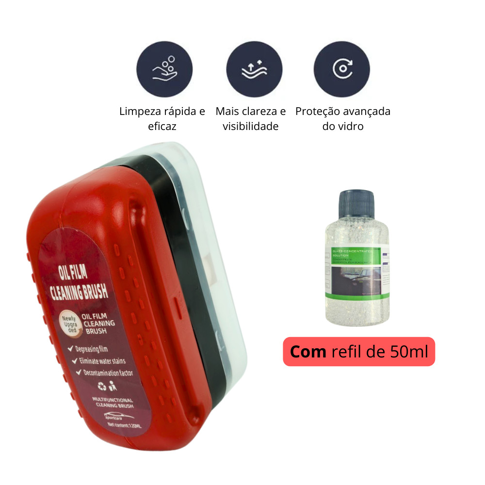Kit Escova Limpa Vidro E Refil Revitalizador Automotivo Hidrorepelente em Oferta na Shopee