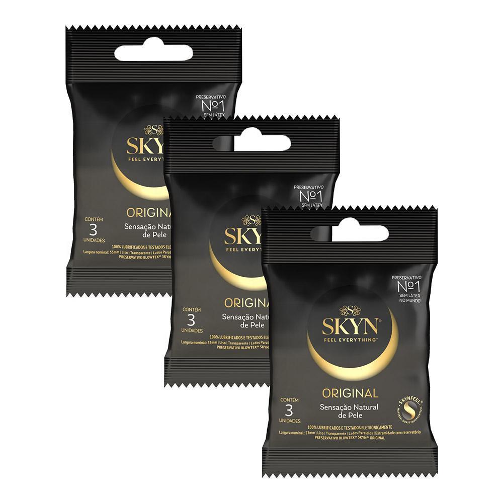 Kit 3 Pacotes Preservativo SKYN C/ 3 Unidades Cada em Oferta na Shopee