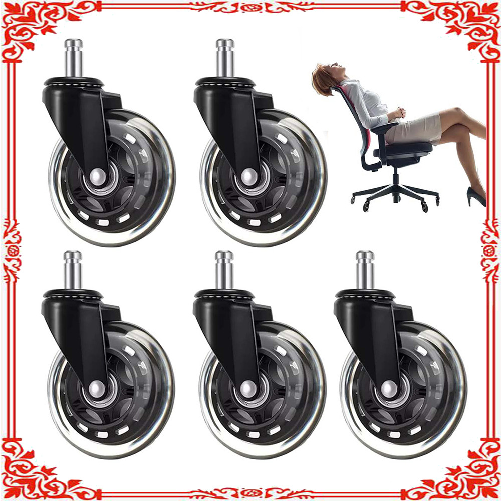 Conjunto de 5 peças de rodízios silenciosos para móveis, cadeira de computador, cadeira de escritório