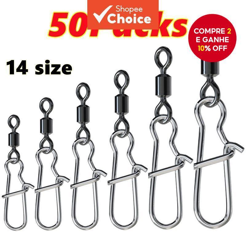 Conectores De Rolamento Giratórios De Pesca , 50 Peças (10LB-110LB) , Anéis De Aço Inoxidável De Alta Resistência Para J