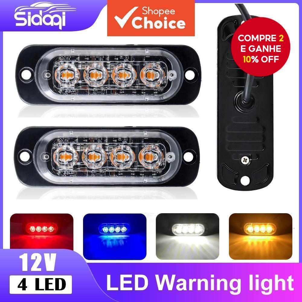 1Piece Luz de Sinalização de Emergência 4 LED Grelha de Advertência 12V para TRUCK, Motocicleta e SUV em Oferta na Shopee