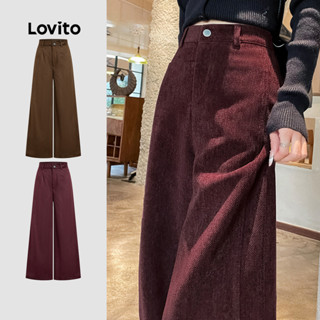 Lovito  Calça Casual com Zíper, Clássica e Versátil, Textura, Calça Borgonha para Mulheres. L173AD152 em Oferta na Shopee