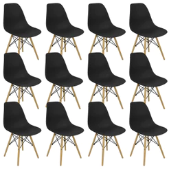 Kit 12 Cadeiras Charles Eames Eiffel Wood Design Varias Cores