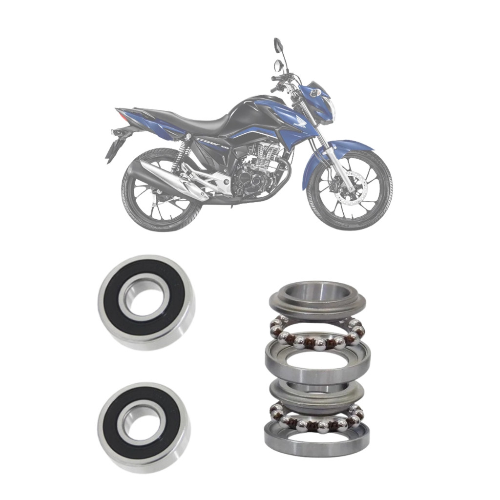 Kit Rolamento Roda Diant. + Caixa Direção Honda Titan / Fan 160 Esférica