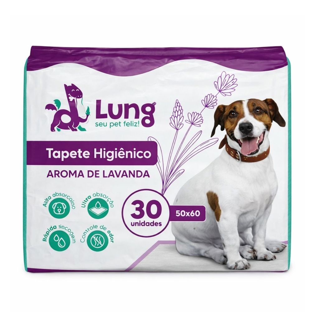 Tapete Higienico 50x60cm 30un Lavanda p/ Cachorro Pet Gel Absorvente Cola no Chão Econômico