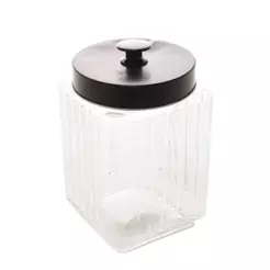 Pote Porta Mantimentos de Vidro 1,7L Vegas Tampa Metal Preta Lyor para Arroz Feijão Massas Biscoitos Organização Cozinha