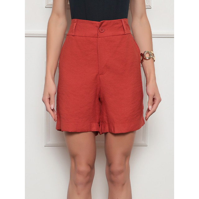 Short Social Feminino Marrante Reto Cintura Alta Com Bolsos E Caimento Estruturado Look Moderno Dia A Dia