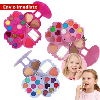 Kit Maquiagem infantil beleza sombras blush batom Completo presente feminino seria princesa em Oferta na Shopee