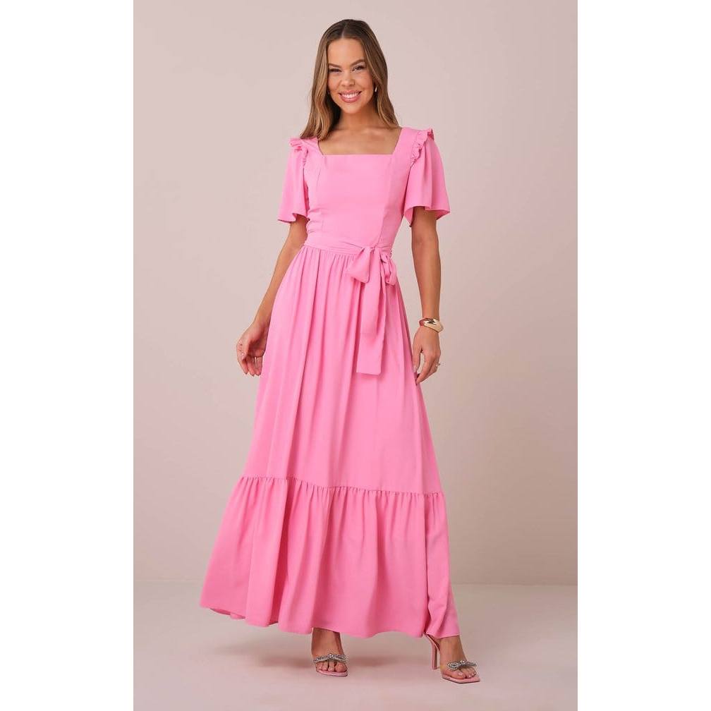 Vestido Rosa Longo no Crepe Fluido Leticia - Tata Martello