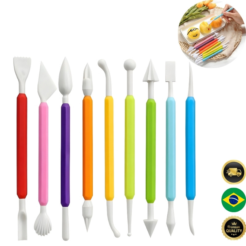 Kit de Estecas para Confeitaria e Artesanato – 9 Peças com 18 Pontas Duplas | Modelagem Profissional! em Oferta na Shopee