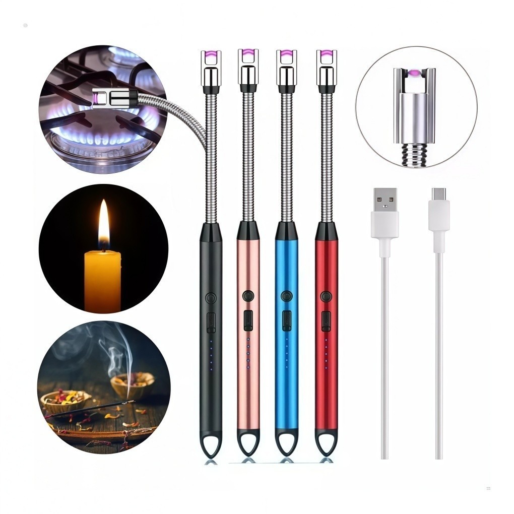 Acendedor Elétrico USB Recarregável Portátil para Fogão, Velas, Incenso e Churrasqueira Sem Chama