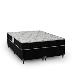 Cama Box Casal Bipartido + Colchão D33 One Face - Suede Preto