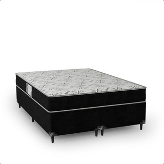 Cama Box Casal Bipartido + Colchão D33 One Face - Suede Preto