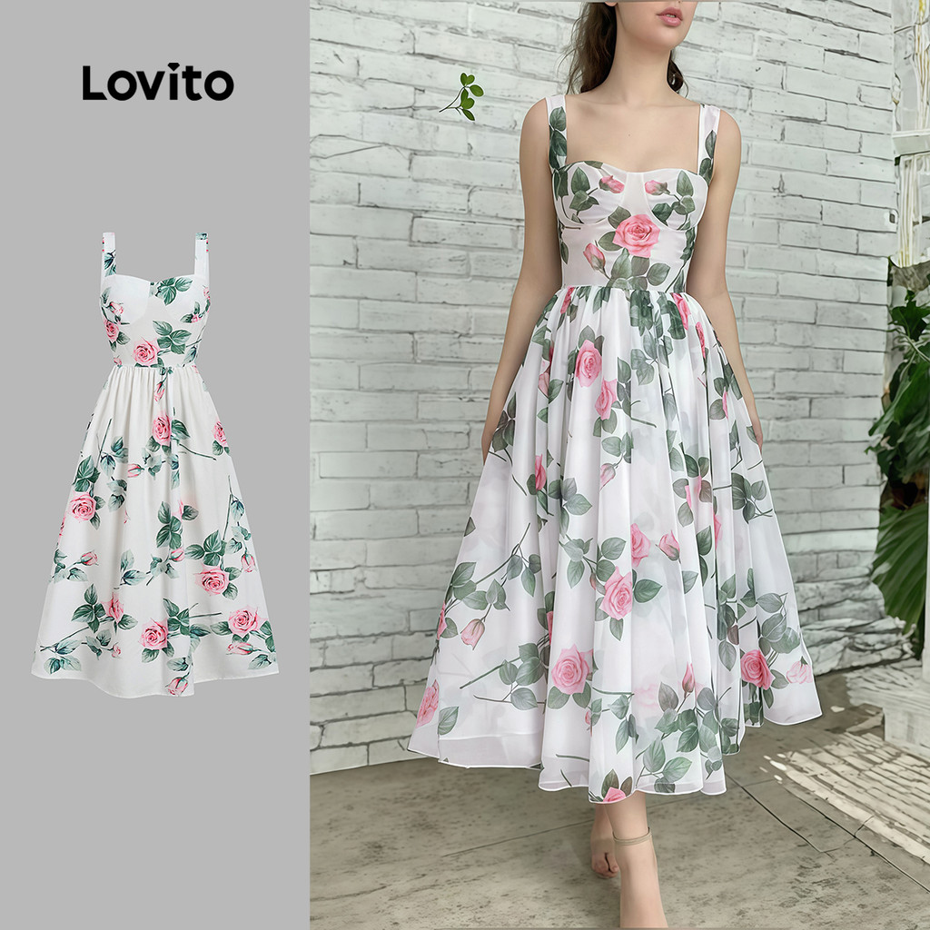 Lovito Vestido Boho com Zíper para Primavera/verão para Mulheres LBL30203 em Oferta na Shopee