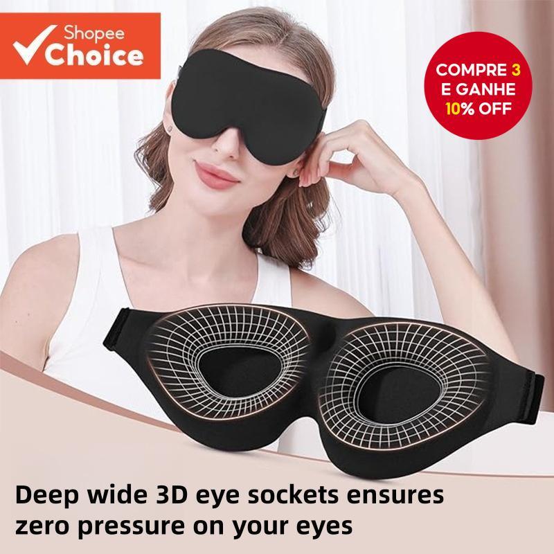 Imagem Máscara De Olho Preta Para Dormir : Design De Contorno Profundo 3D , Bom Desempenho De Bloqueio De Luz , Macia E Confort