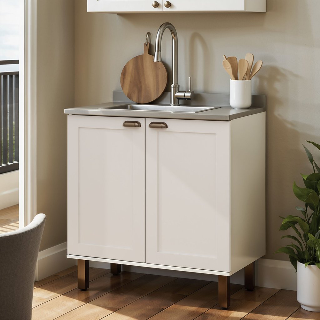 Balcão 2 Portas sem Tampo 100% MDF Americano Provençal Iluminata Branco