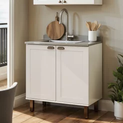 Balcão 2 Portas sem Tampo 100% MDF Americano Provençal Iluminata Branco