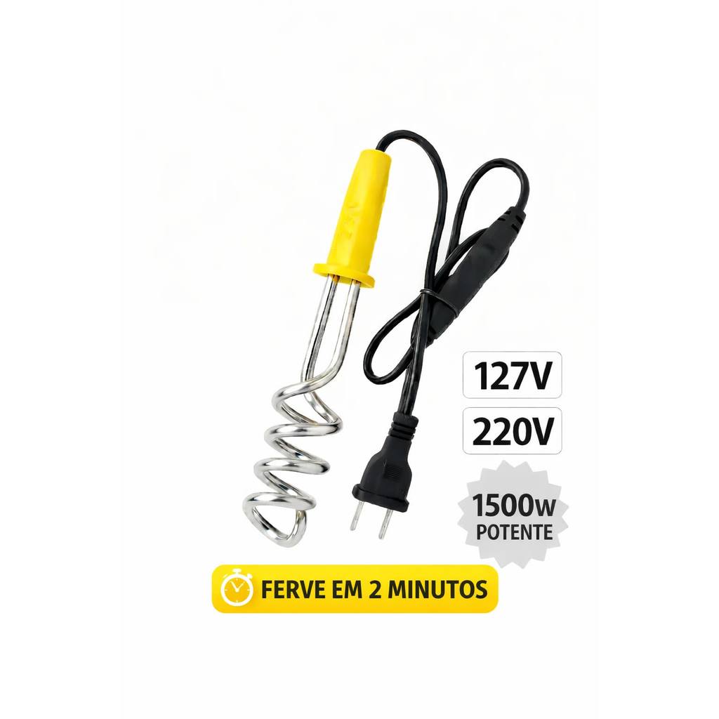 Aquecedor Ebulidor de Agua 1500 Watts Portátil Rabo Quente 110v e220v Potente
