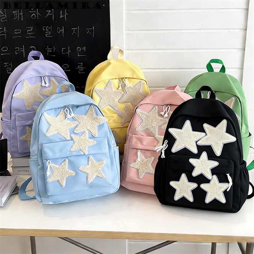 Mochila Glitter Estrelas Unissex | Nylon Resistente À Água | Amplia Capacidade | Perfeita para Dia a Dia em Oferta na Shopee