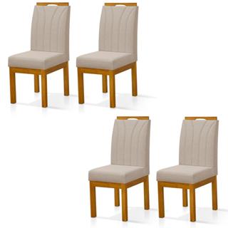 Conjunto 4 Cadeiras Blend em Linho com Pés de Madeira Maciça em Oferta na Shopee