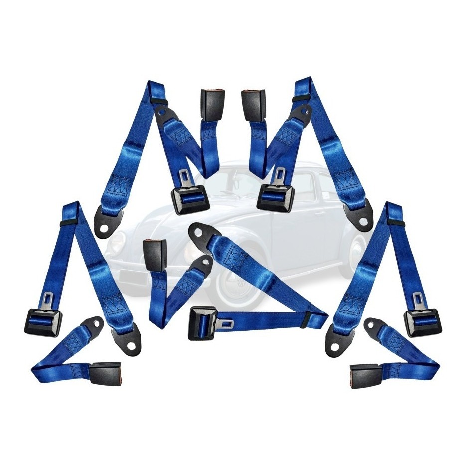 Kit Cinto De Segurança Completo 5 Bancos 2 Pontos Azul Fusca