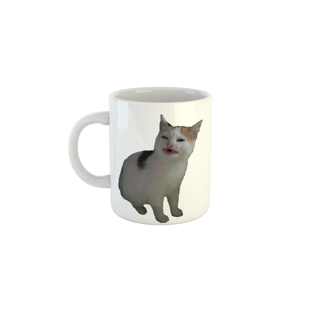 Caneca Gato fazendo Careta Meme Figurinha
