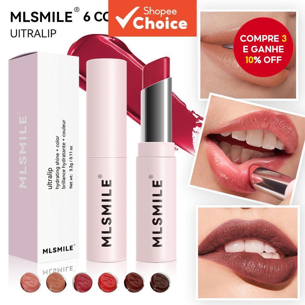MLSMILE batom de longa duração com hidratante e fácil aplicação em seis cores para lábios bonitos e hidratados. em Oferta na Shopee
