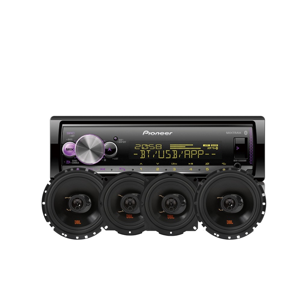 Radio Som Automotivo Pioneer Mvh X3000b Bt + 4 Alto Falante Jbl 5 E 6 Pol Flex 5Trfx55 6trFx55