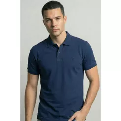 Polo Piquet Lisa Com Botão Polo Wear Marinho