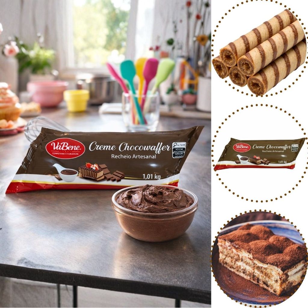 2 RECHEIO ARTESANAL CREME CHOCOWAFER 1,01KG VABENE