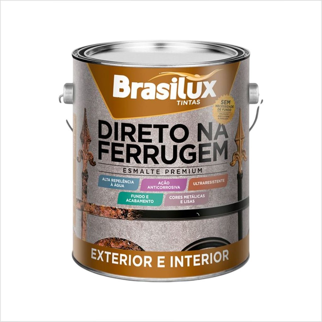 Tinta Esmalte Direto Na Ferrugem Brasilux Escolha sua Cor Secagem Rápida