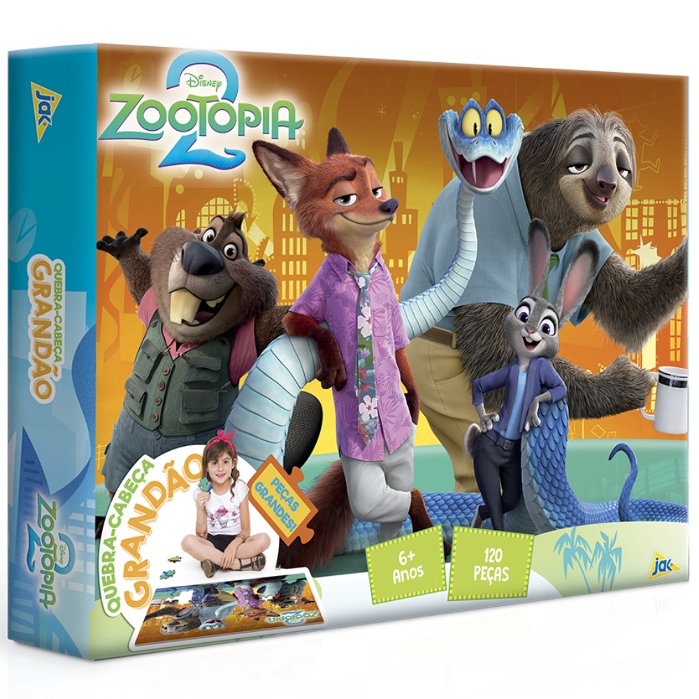 QUEBRA CABEÇA GRANDÃO ZOOTOPIA 2 TOYSTER 120 PEÇAS GRANDES PUZZLE FILMES DESENHO
