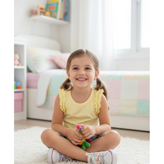 Blusa Meninas Regatinha de FruFru Fofo Algodão Confortavel em Oferta na Shopee