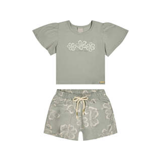 Conjunto Infantil Menina Hibiscos Colorittá Verde em Oferta na Shopee