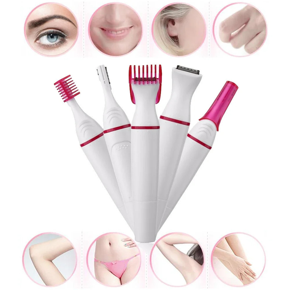 Aparador Cortador Depilador Feminino 5 em 1 de Pelos Sobrancelhas e Intimo 