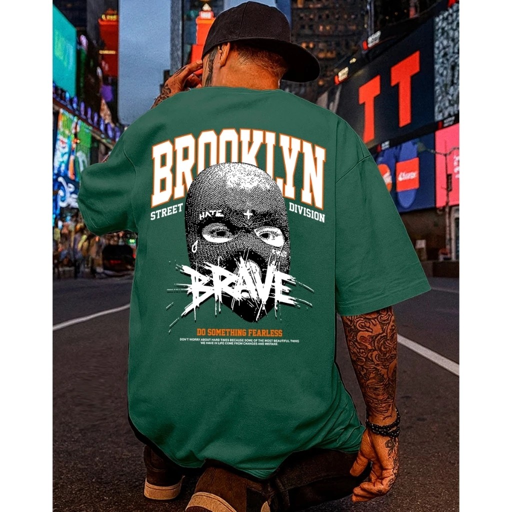 Camiseta Masculina Streetwear Atitude Corajosa Estampada Lançamento Camiseta 100% Algodão Camisetão - Excelencia